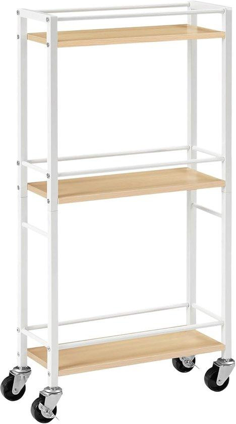 Famanu Keukenrek met drie niveaus, smal, wit, ARCBN1501