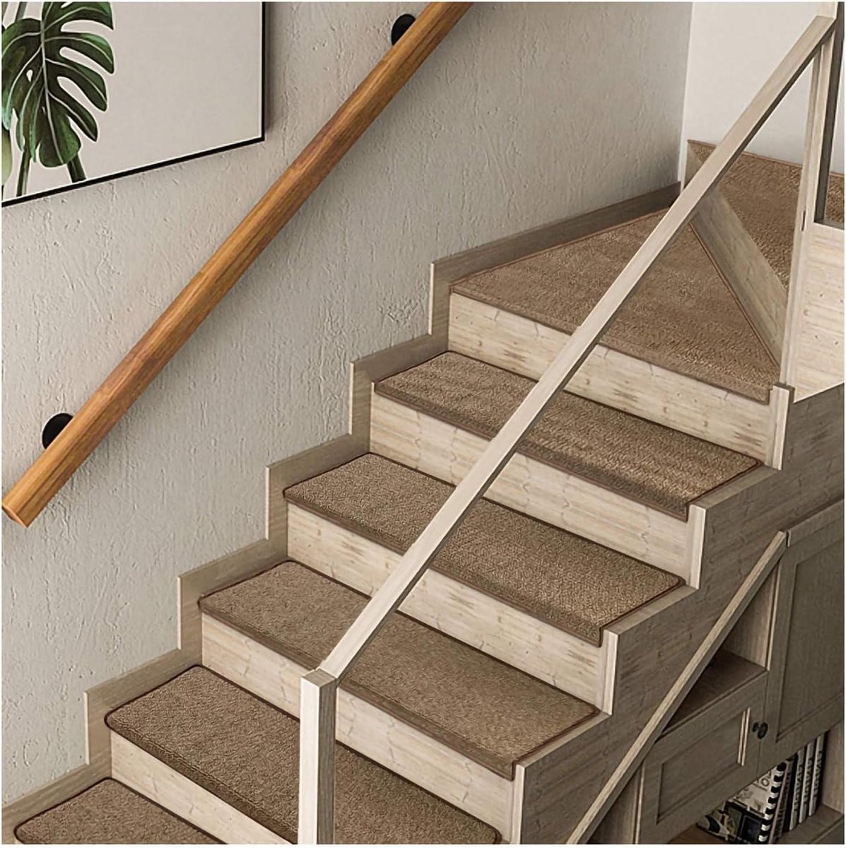 Zelfklevende antislip trapmatten voor volwassenen, bruine vloerbedekking voor traptreden, 65 x 24 cm