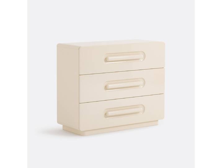 LA REDOUTE Commode 3 tiroirs, laqué brillant, NEWCOOL Blanc Ivoire