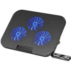 WE Support ventilé, refroidisseur pour PC jusqu'à 17" avec support téléphone, 5 ha, Notebook Ständer, Schwarz