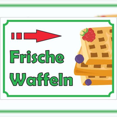 HB-Druck Frische Waffeln Aufkleber mit Pfeil rechts A1 (594x841mm)