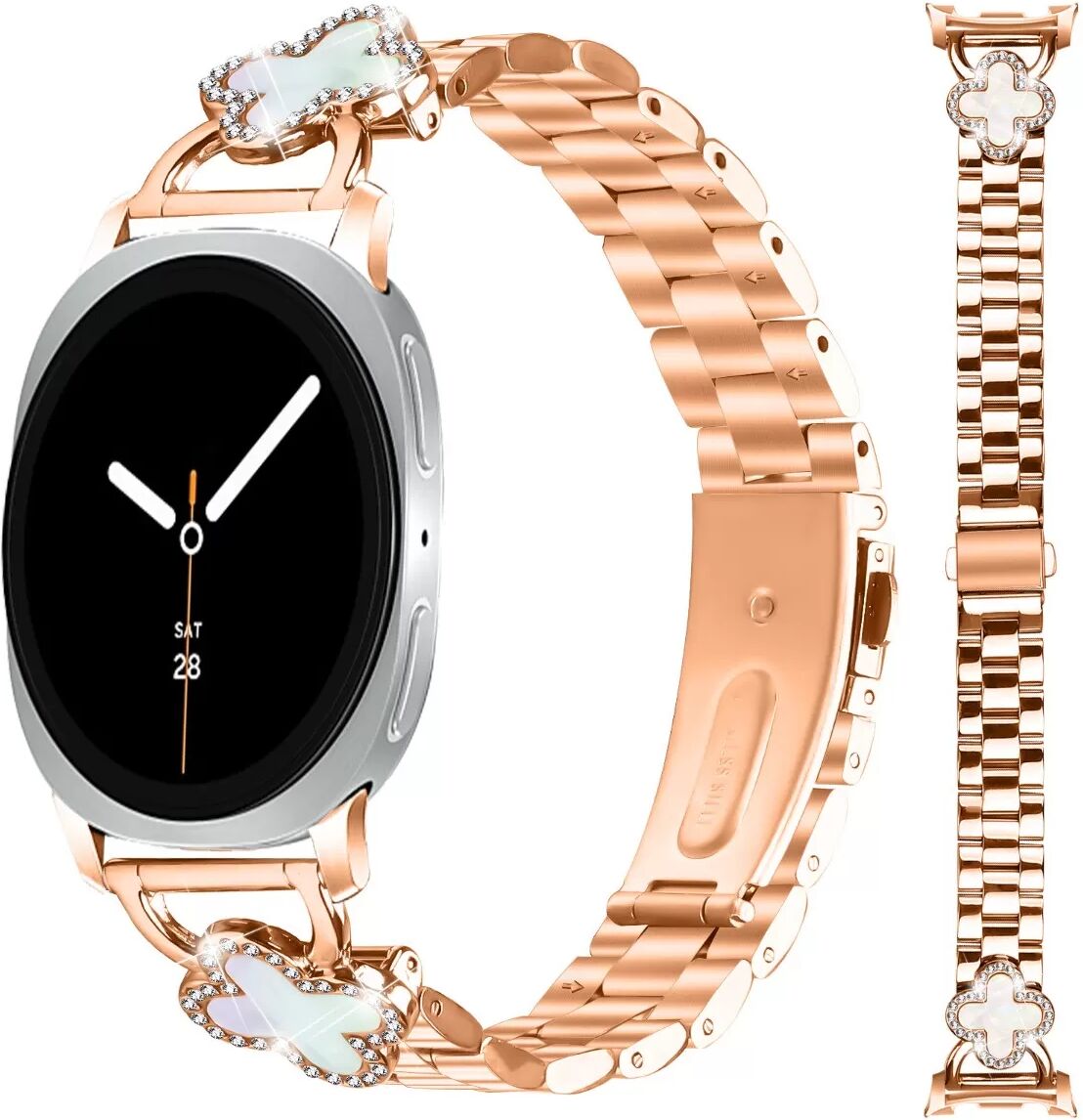 INF Roségoldenes Metallarmband mit Kleeblatt-Design kompatibel mit Samsung Galaxy Watch 8/8 Classic