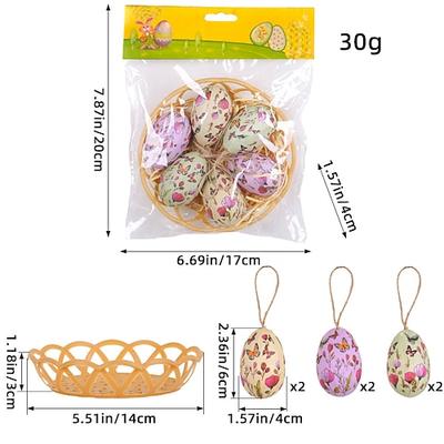 Osterhasen-Eier-Hängeornamente, kreativ geflochtener Korb mit bunten Eiern, Frühlingsdeko, perfekt für Osterdekoration und festliche Wohnaccessoires