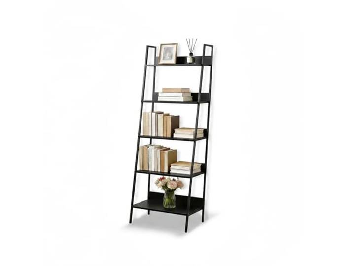 Relaxdays Standregal, modernes Leiterregal mit 5 Ablagen, schwarz