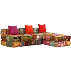vidaXL 3-Sitzer Modularer Pouf Patchwork Stoff