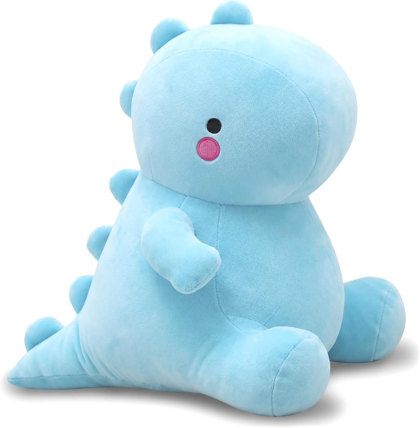 Minicee Dinosaurus knuffel met 3D ogen, blauw, 50 cm
