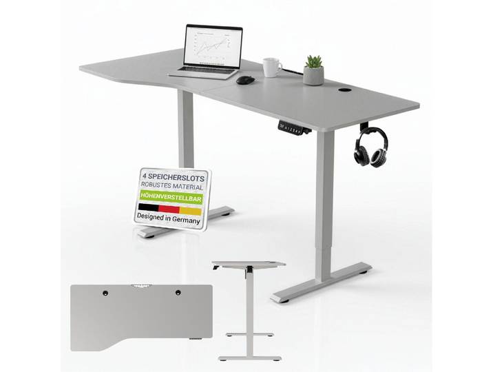 Juskys Höhenverstellbarer Schreibtisch 160x75cm - Elektrisch stufenlos verstellbar Bürotisch Sitz- & Stehtisch Speicherplatz Memory-Funktion - Weiß