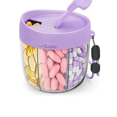 Niedlicher Pillenspender mit 7 großen Fächern, tragbarer Pillenflaschen-Organizer mit großer Öffnung für einfache Anwendung, Pillen-Organizer gegen Vermischung für Reisen, BPA-freier Pillenbehälter