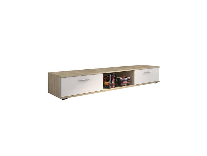 Feldmann-Wohnen Lowboard Sella 175,5 / 40 / 26cm Sonoma Eiche / weiß matt, Sonoma Eiche, Weiß, Rechteckig, 176x26x40 cm, Wohnzimmer, TV Möbel, Lowboards, Lowboards stehend