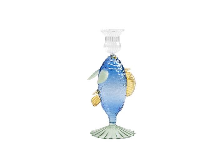 & klevering - Bougeoir Fish - Bleu - Verre borosilicaté