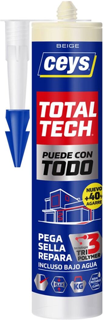 Ceys Adhesivo Sellador Reparador Total Tech 290 ml.  Beige