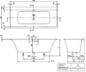 Villeroy & Boch UBQ170SBW2TDV01 Badewanne Subway 3.0 1700x750x480mm