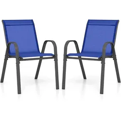 Helloshop26 - Set mit 4 stapelbaren Gartenstühlen 83 x 67 x 55 cm ergonomischer Komfort und leichtes Design blauer Stahl 20_0012591