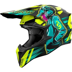 Airoh Wraaap Cyber, Motocrosshelm - Matt Schwarz/Neon-Gelb/Türkis - S