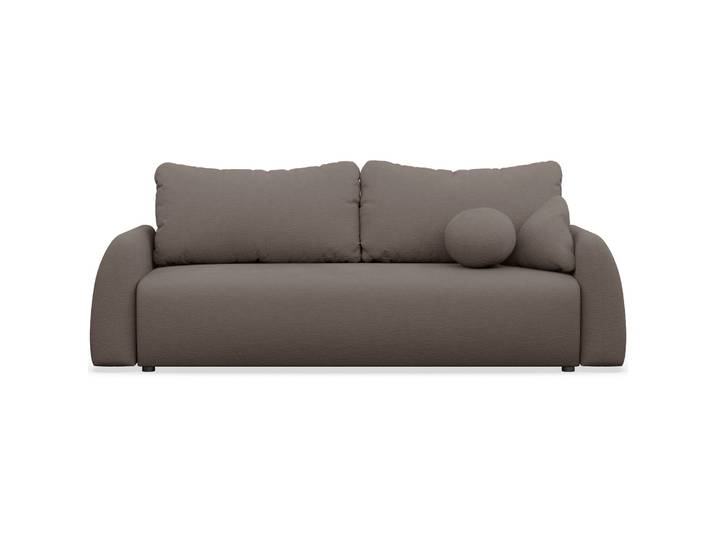 Dreisitziges ausklappbares Sofa Nubelle mit Stauraum, braunes