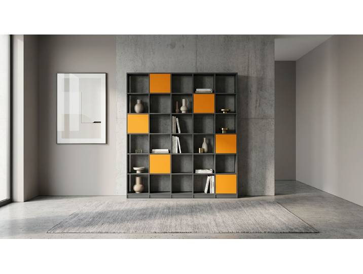 Stylisches Wohnzimmerregal - Regalsystem mit vielen Optionen MDF Lackiert Anthrazit­grau RAL&nbsp;7016