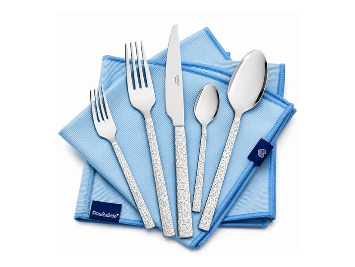 Mulex Besteck-Set Siena, Besteckset mit 3 Multifunktionstüchern (63-tlg), 12 Personen, Edelstahl 18/0, Kratzfestes Besteck mit edlem Design und angenehmer Haptik
