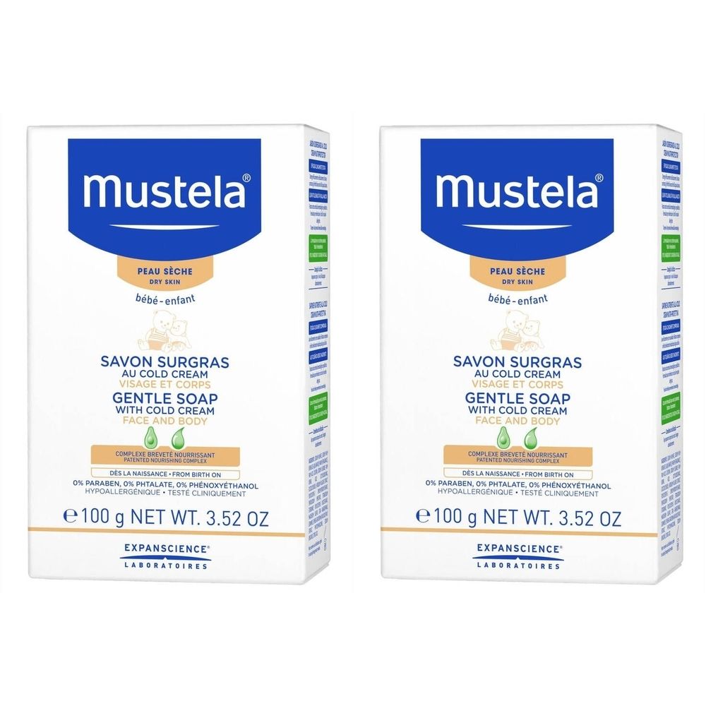 Mustela Overvette Zeep met Cold Cream Droge Huid Nieuw Model 100g x2 2x100 g Seife