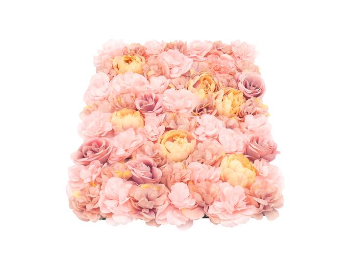 Mur de fleurs artificielles à 6 panneaux, dahlias roses d'automne, roses, pivoines, fleurs artificielles, tissu en soie fait main, imperméable et durable, pour la décoration de la maison, des mariages
