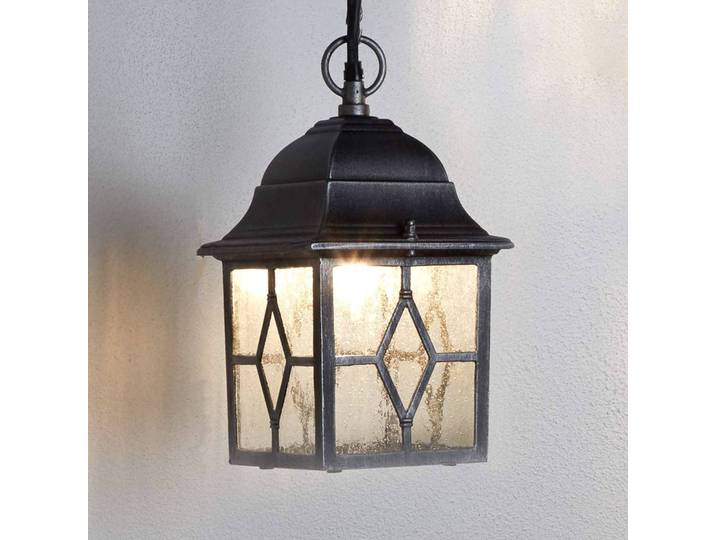Searchlight Außenhängelampe Genoa mit Bleiglas, alu / grau / zink, Aluminium