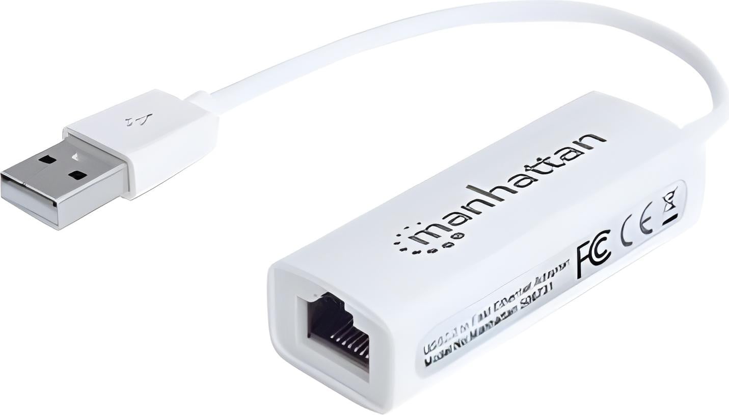 Manhattan USB-adapter USB 2.0 naar RJ45 Fast Ethernet wit