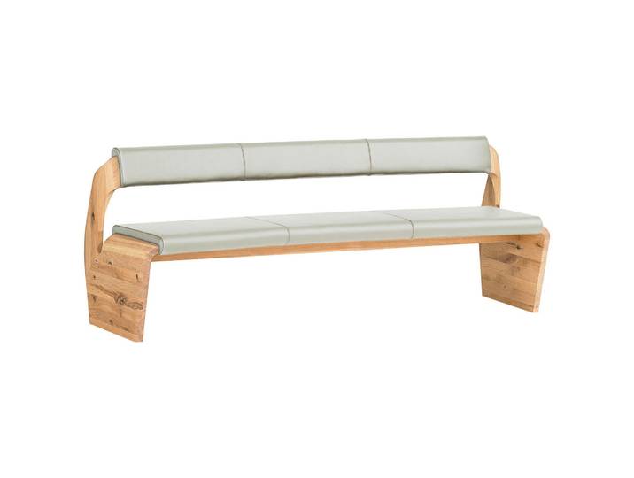 Voglauer Sitzbank, Weiss, Eichefarben, Holz, Echtleder, Nappaleder, Rindleder, Eiche, massiv, 227x84x70 cm, Goldenes M, Made in Austria, Lederauswahl, mit Rückenlehne, Esszimmer, Bank, Sitzbänke, Polsterbänke
