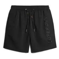 Superdry für Herren. M3010227A Hochwertiger schwarzer bestickter Badeanzug (S), Strandbekleidung, Nachhaltig, Recyceltes Polyester