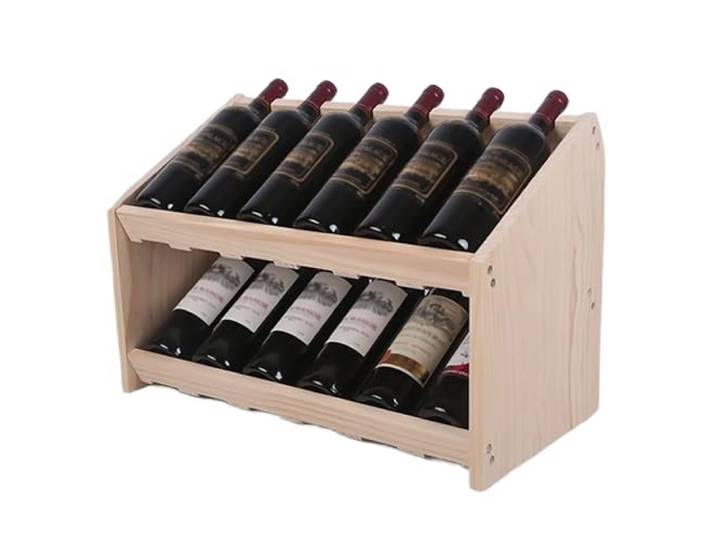 Weinregal, 2-stöckiges Weinregal aus Holz, ausreichende Kapazität(Natural)