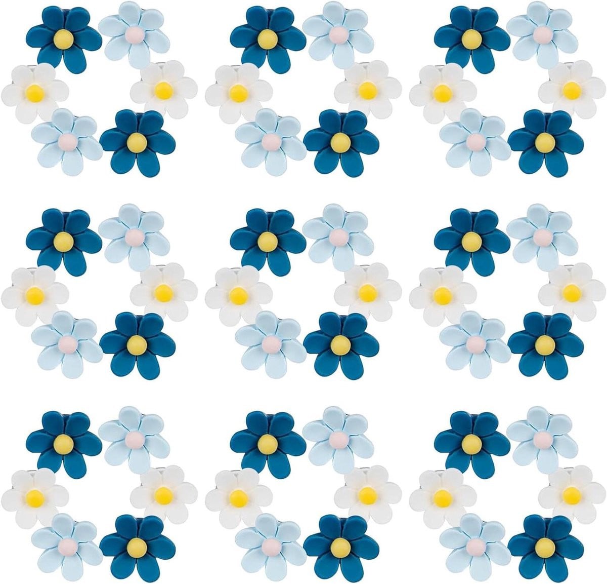 50 stuks Blauwe Bloem Punaises met uniek 3D hars ontwerp voor decoratieve bevestiging