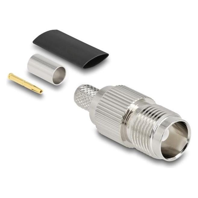 Delock TNC Buchse zum Crimpen RG-59mit passendem Schrumpfschlauch (Antennenkabel) (91777)