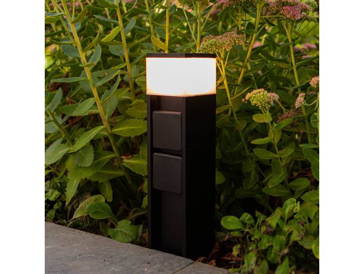 LUTEC Sockelleuchte außen MAINS, schwarz, Aluminium, Modern