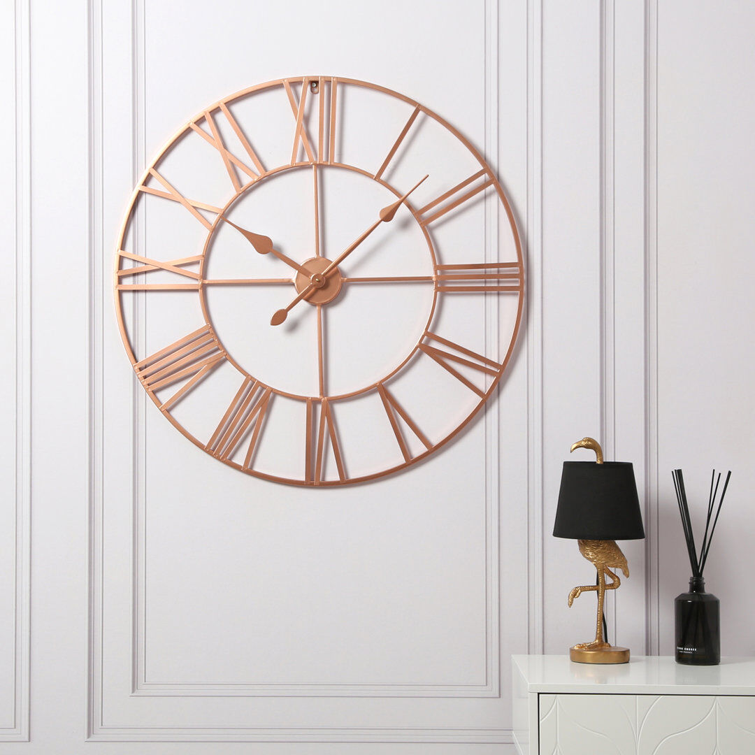 World Menagerie Elienor Iron Wall Clock Copper 80cm H x 80cm W x 4cm D