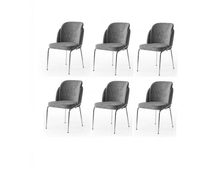 JVmoebel Esszimmerstuhl Stuhl-Set 6x Stuhl Grau Bequem Modern Stilvoll Weich Klassisch, Made in Europa