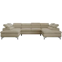 WOHNLANDSCHAFT PABLO U Schenille glatt Beige