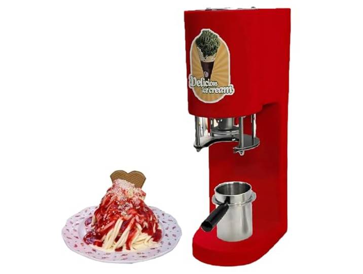 Lissontine Gewerbliche Spaghetti Eismaschine, Eismaschine Für Dessertbar Mit 4 Formen, Robustes Edelstahlgehäuse, 80w Eispresse Für Restaurants Und Bars Red