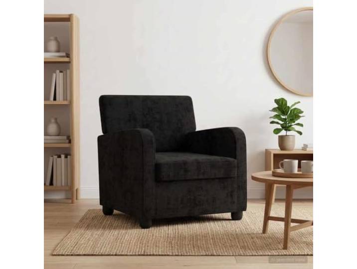 Sessel Schwarz Chenille Chenille 100 % Polyester,Metallrahmen,Kunststoffbeine,Wohnzimmer,Schlafzimmer,Lesen