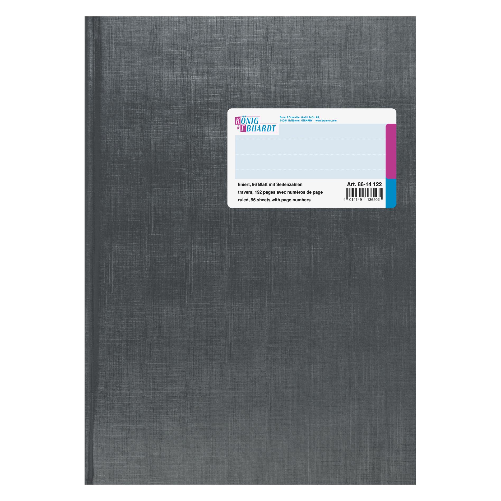 König & Ebhardt Geschäftsbuch | A4, 192 Seiten, liniert, Kunststoff, grau (96x) (8614122)