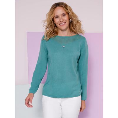 Strickpullover CLASSIC BASICS "Langarm-Pullover", Damen, Gr. 46, grün (ozean), 100% Polyacryl, unifarben, Pullover Strickpullover