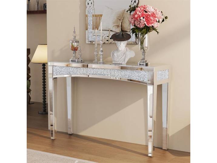 Console Meuble d'Entrée en Verre - Table Console de Salon Modern Design - 120x35x80.5cm