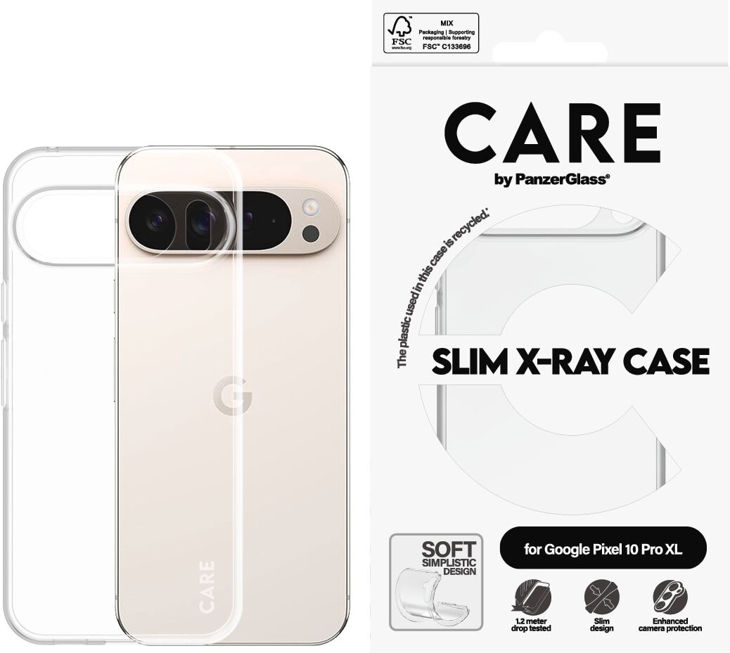 CARE BY PANZERGLASS Handyhülle "Slim X-Ray Case für Google Pixel 10 Pro XL", transparent, Smartphones, Hüllen, Backcover, Schutzhülle, Handyschutzhülle, Case, Schutzcase, stoßfest, Handyhülle