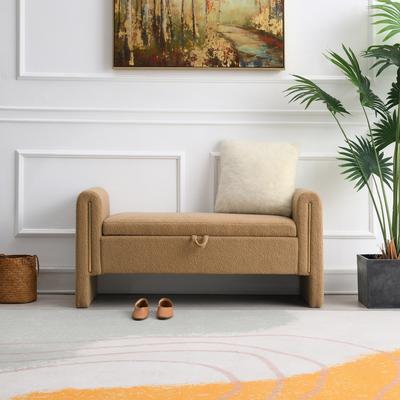 Aura Luxury Oversized Footrest Stool with Hidden Storage Compartment Comfy Window Vanity Bench