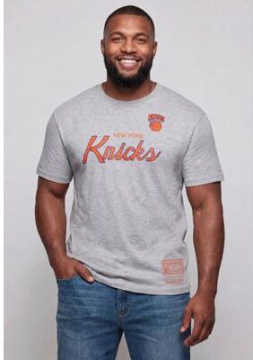 Men's Big & Tall New York Knicks Mitchell & Ness Hardwood Classics Vintage Wordmark T-Shirt by NBA in Heather Grey (Size 3XL)