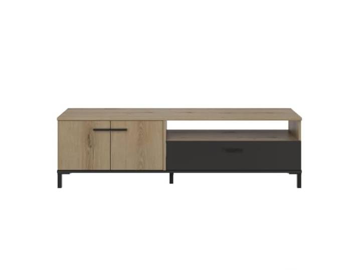 Tv-meubel Tando 160cm met lade & 2 deuren - eik/zwart