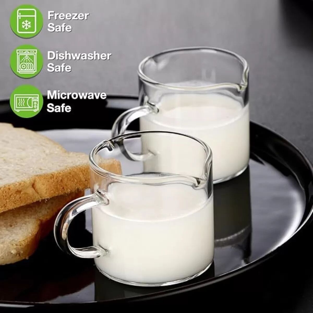 INF Espresso Extraktionsbecher Set (2er-Pack) mit Doppel Ausguss, 150ml Hitzebeständiges Glas Mini Milch Kännchen für Kaffee