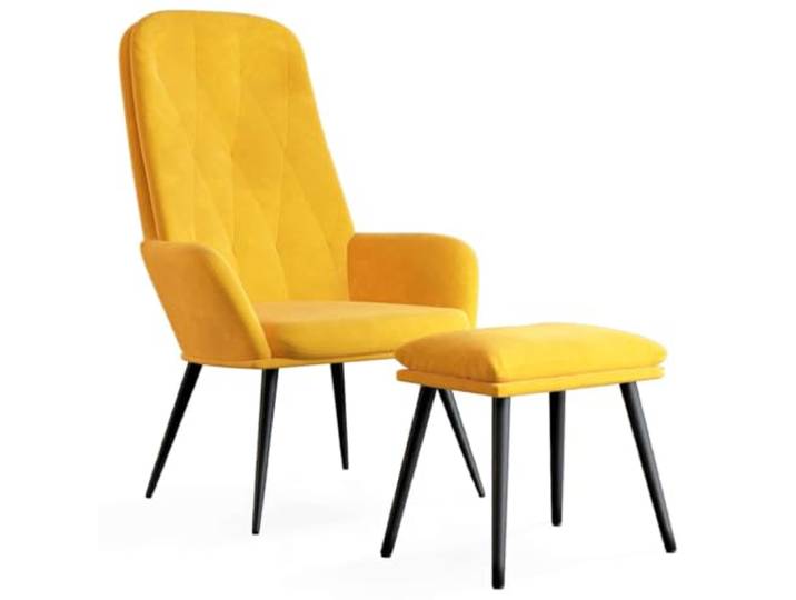 Makastle Relaxsessel mit Hocker Senfgelb Samt