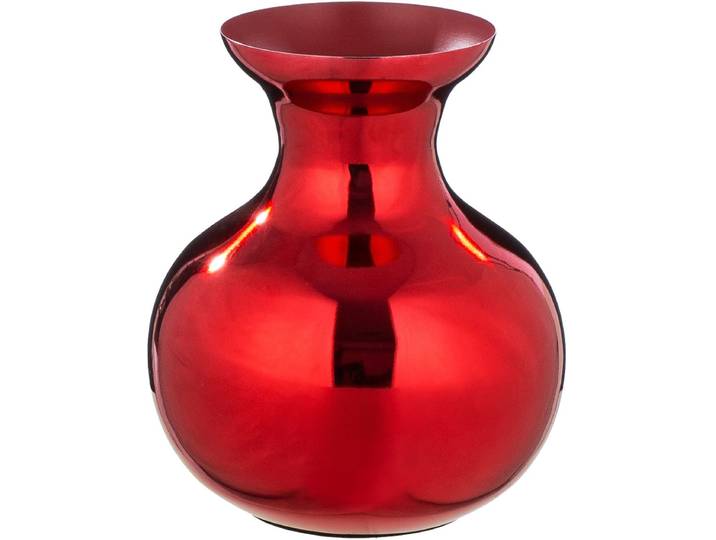 Tischvase GILDE Vase bauchig Kyoto , rot, B:22cm H:25,5cm T:22cm Ø:22cm, Eisen, Vasen, Tischvase