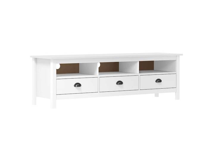 vidaXL TV-Schrank Hill Weiß 158x40x47 cm Massivholz Kiefer