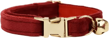 Inspire Picks Personalized Velvet Cat Collar With Engraved Name & Bow Bell burgundy
