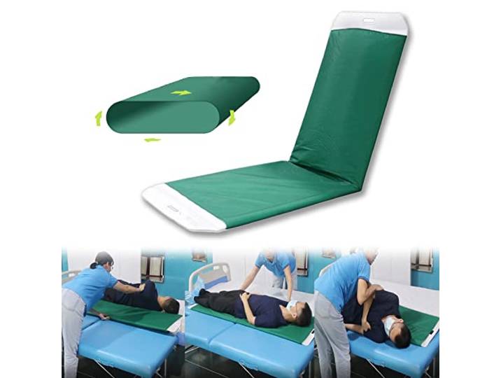 Rollbares Patienten-Transferbrett, Easy Go Roller Patienten-Transporter, Hilfsmittel für die Übertragung von Patienten vom Bett zum Bett oder Operationstisch, faltbar, 170,2 x 50 cm (blau)