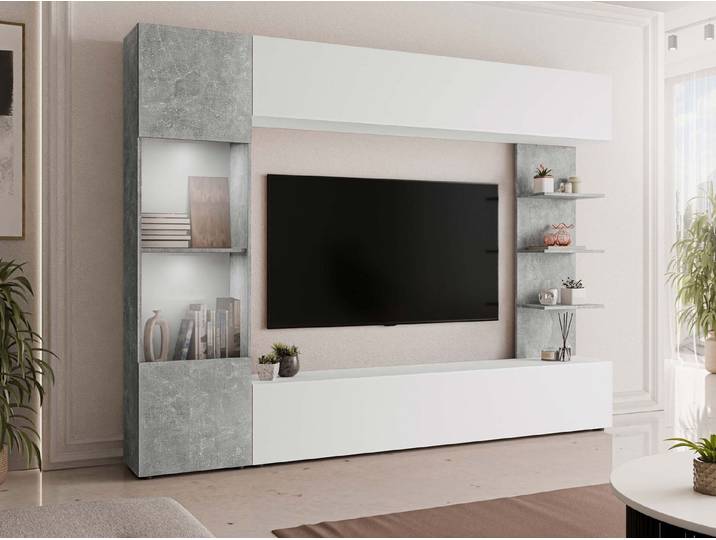 MIRJAN24 Wohnwand Lazando, (Komplett-Set, Hängeschrank, Vitrine, TV-Lowboard, Wandregal), Beleuchtung als Option